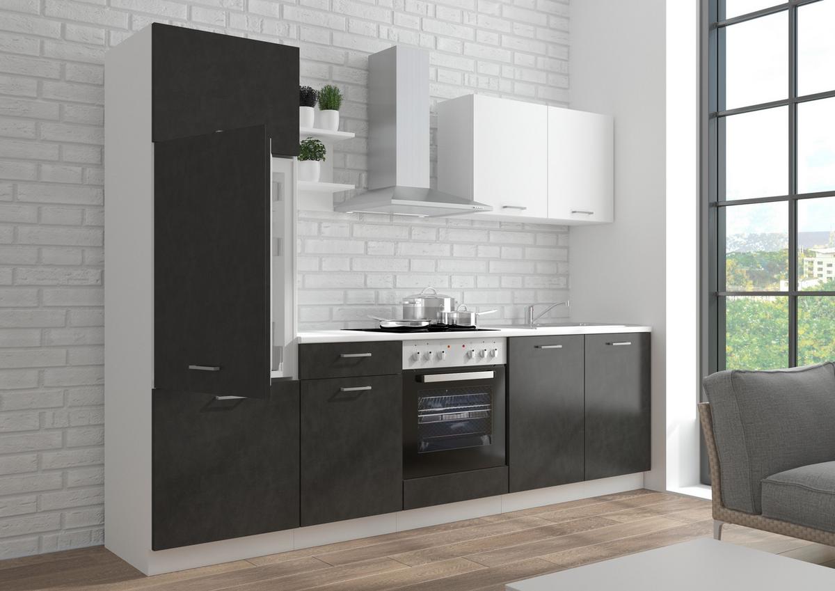 Kuhinjski Blok Brez Aparatov Promo, Bela, Grafit, 270cm - siva/bela, Design, umetna masa/leseni material (270cm) - P & B