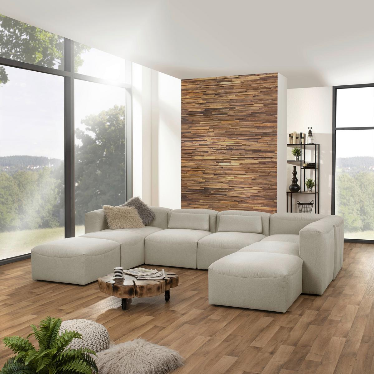WOHNLANDSCHAFT LENA - Creme, Design, Kunststoff/Textil (235/350/250cm) - Max Winzer