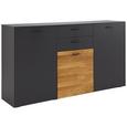 Sideboard Anthrazit/Eiche - Chromfarben/Eichefarben, MODERN, Holz/Holzwerkstoff (177/98/42cm) - PREMIUM LIVING