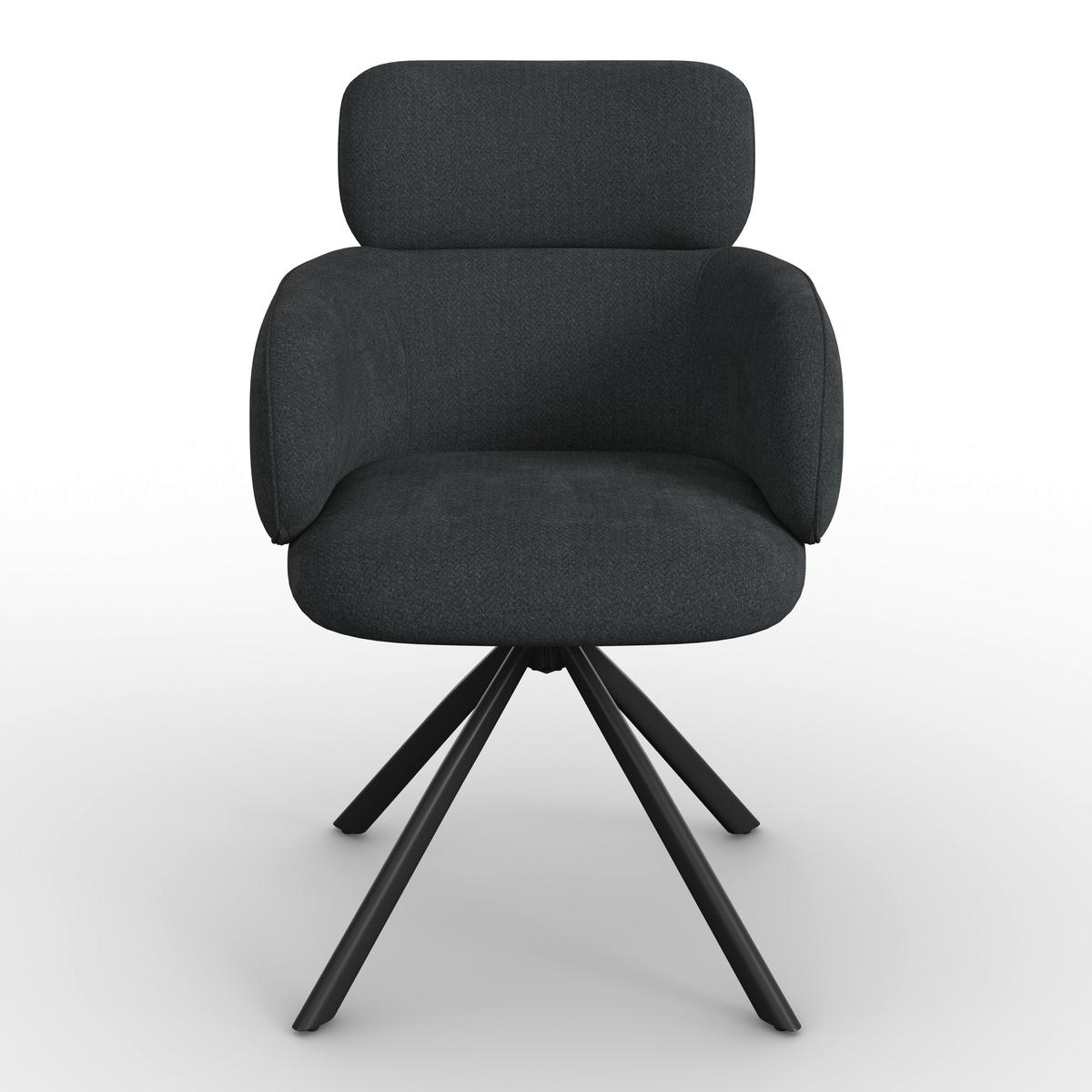 Armlehnstuhl Liora Schwarz Webstoff Drehbar Gepolstert - Schwarz, MODERN, Textil/Metall (58/84/61cm) - Bessagi Home