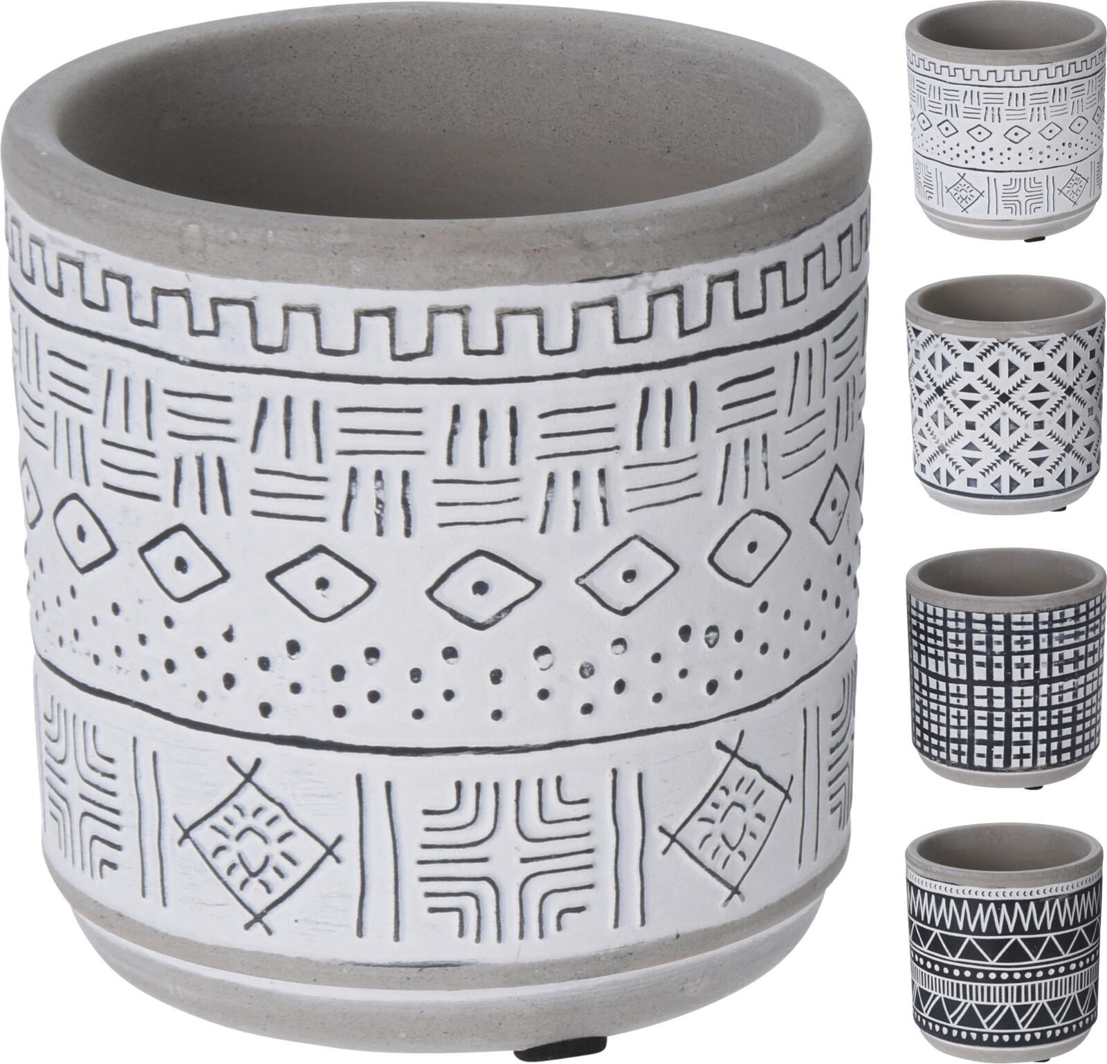 Virágkaspó Aztec - fekete/fehér, kerámia (9,2/9,5cm)