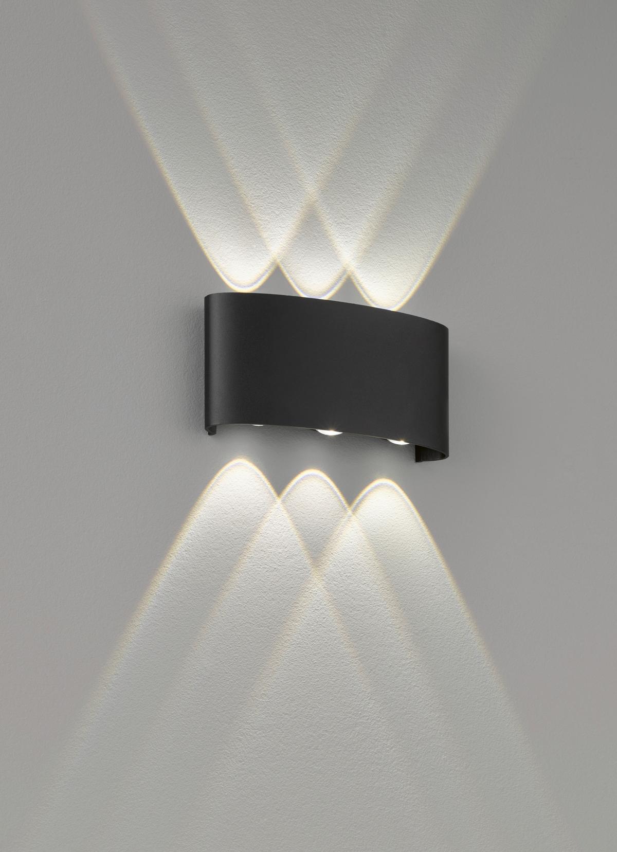 Außenwandleuchte Berlin Schwarz max. 6x0,5 Watt - Schwarz, KONVENTIONELL, Glas/Metall (8/8/17cm) - Fischer & Honsel
