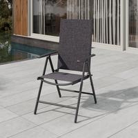 Gartenstuhl Niki Dunkelgrau/Schwarz - Dunkelgrau/Anthrazit, Basics, Kunststoff/Textil (56/106/54cm)