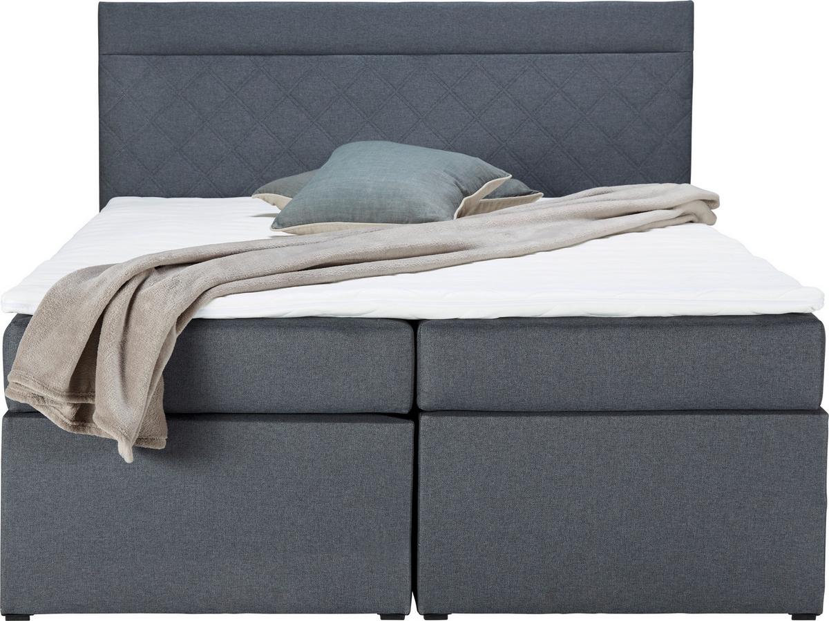 Boxbett Rosa ca. 140x200 cm Dunkelgrau mit Topper - Dunkelgrau/Anthrazit, MODERN, Holz/Holzwerkstoff (140/200cm) - Bessagi Home