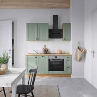 Küchenblock Cascada High m. Geräten Schilfgrün - Schilfgrün/Eichefarben, MODERN, Holzwerkstoff/Metall (180cm) - Nobilia