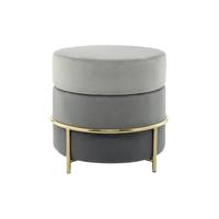 HOCKER Hocker mit Samt-Bezug in Grau - Goldfarben/Grau, Basics, Holzwerkstoff/Textil (48,5/46/48,5cm) - Kayoom