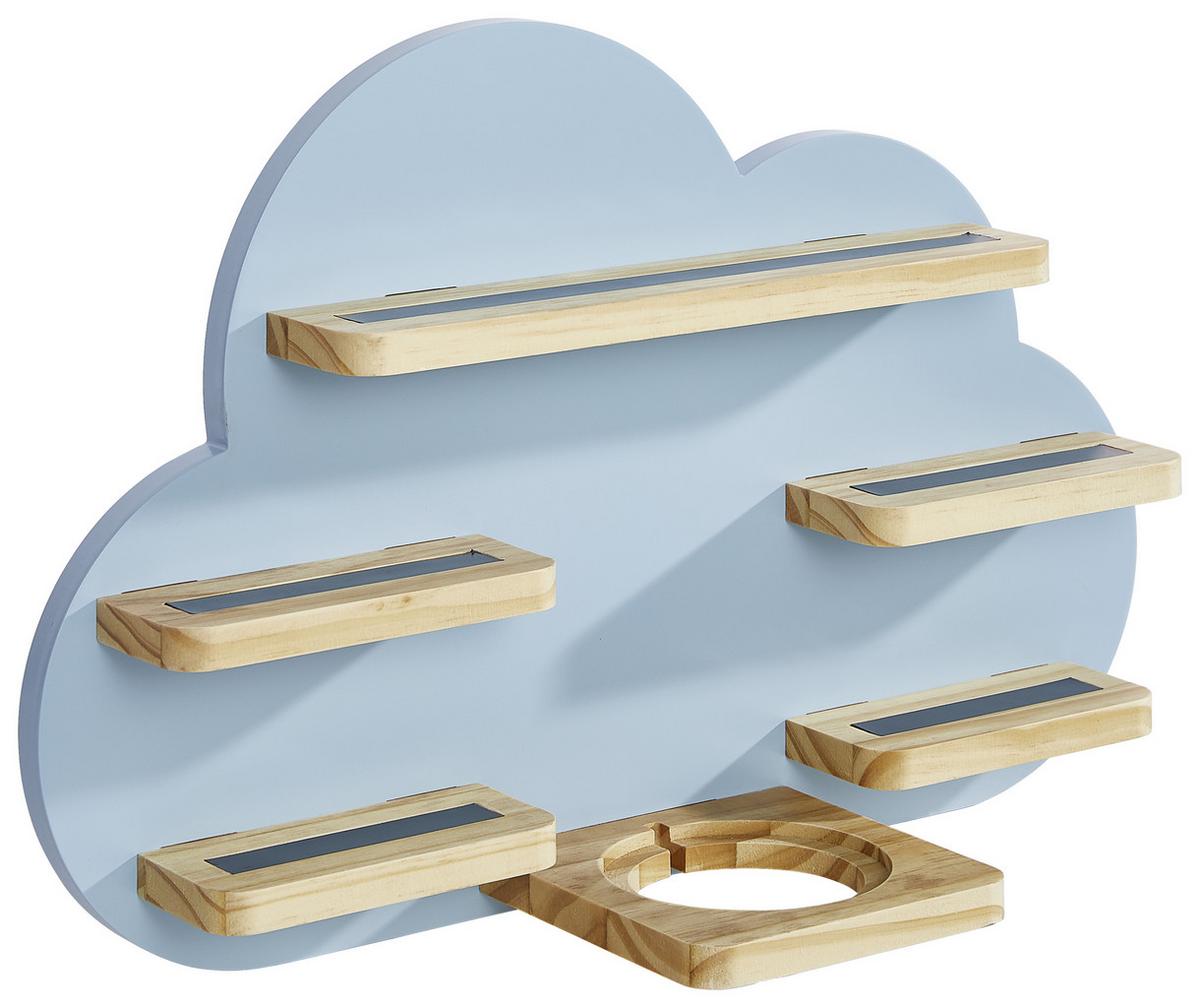 REGAŁ ŚCIENNY K008 - TREND - - kolor naturalny/jasnoniebieski, Trend, drewno (50/32,5/15cm) - Ben'n'jen