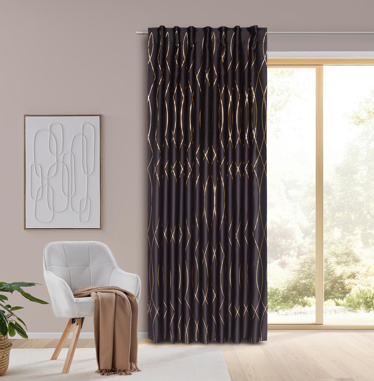 Zavesa Za Zamrač. 140x245cm Glamour - bakarna/crna, Lajfstajl, tekstil (140/245cm) - Modern Living