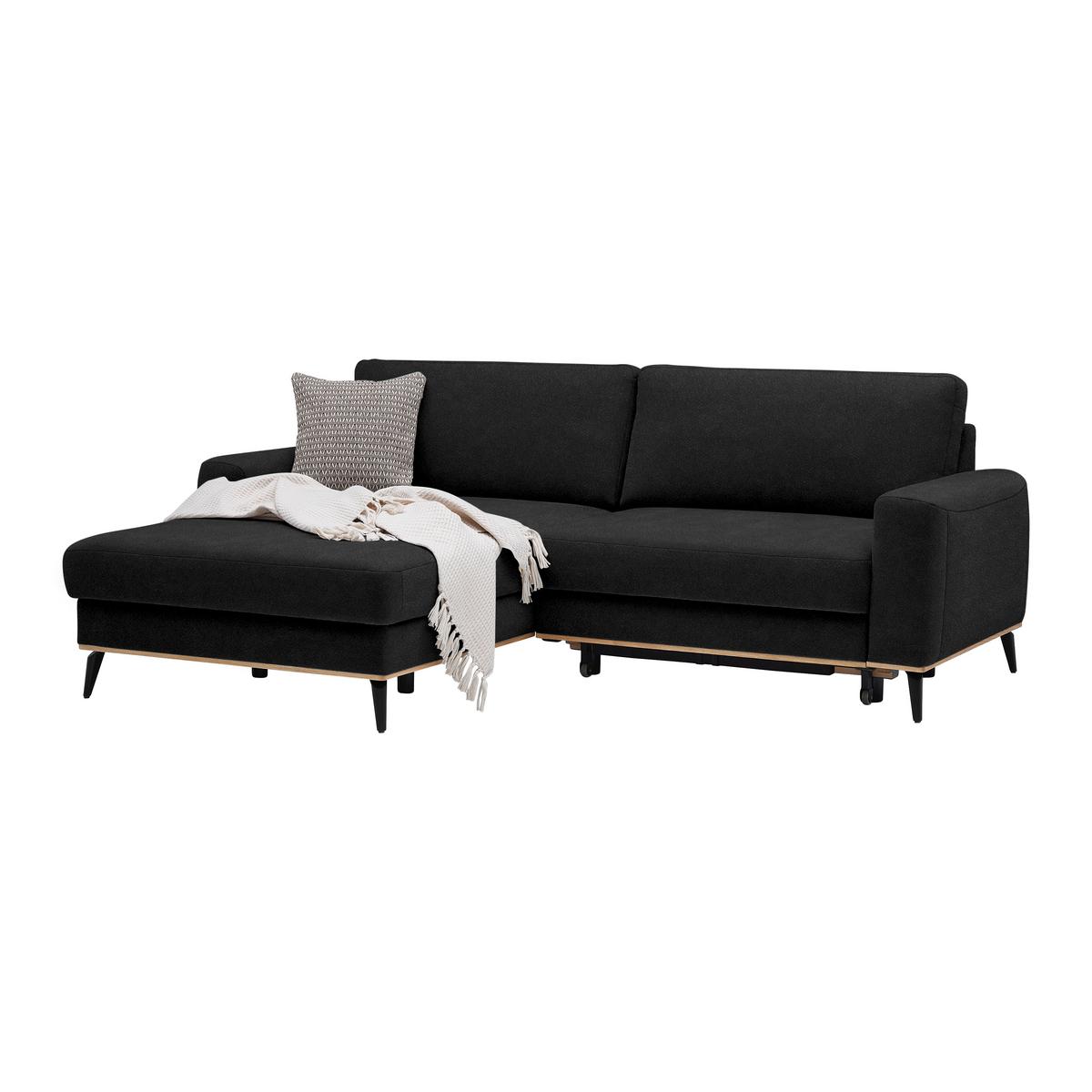 Wohnlandschaft Romeo Schwarz - Schwarz, KONVENTIONELL, Textil/Metall (167/87/234cm) - Zandiara