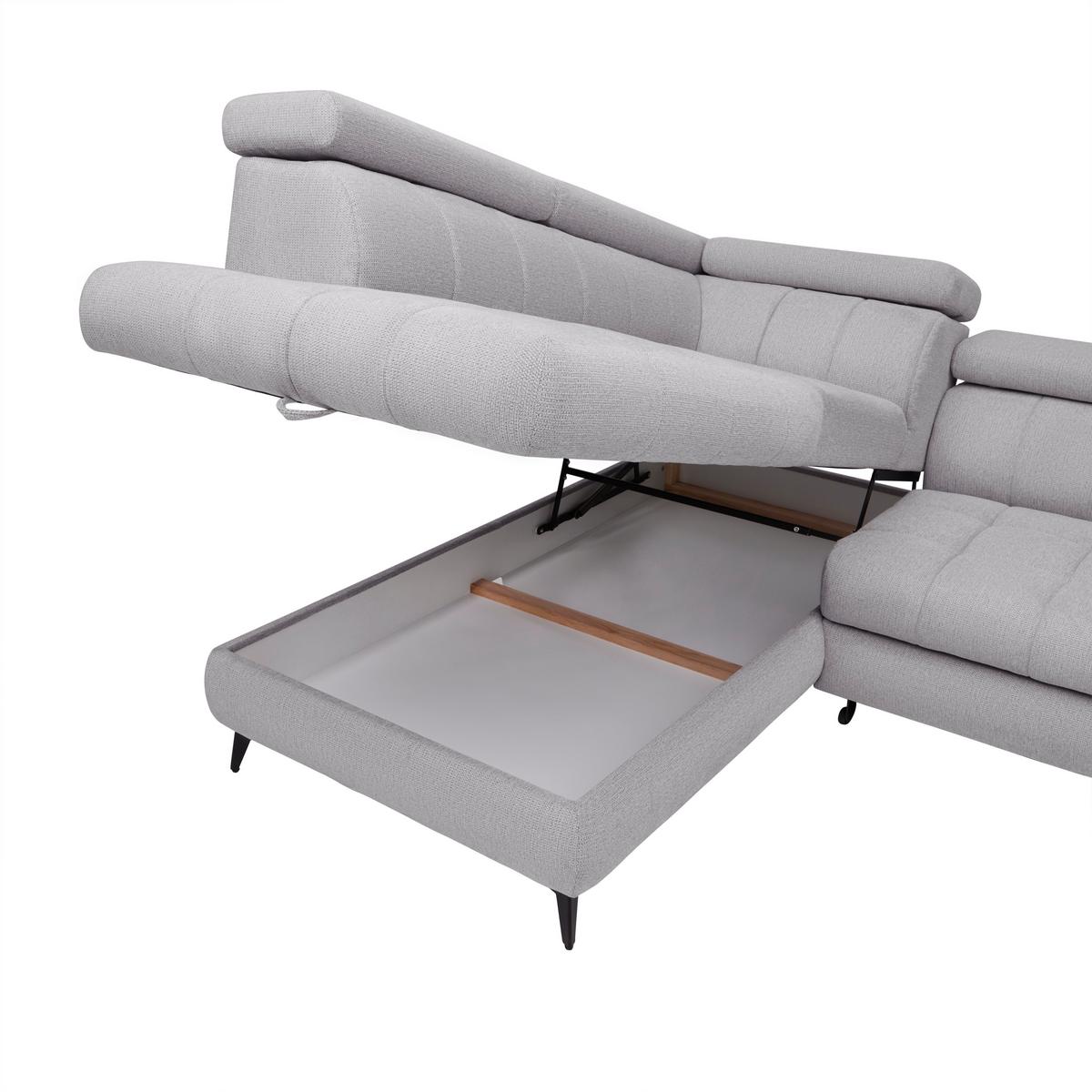 Wohnlandschaft Look Silberfarben - Silberfarben/Schwarz, MODERN, Holz/Textil (195/82-100/343cm) - Mömax