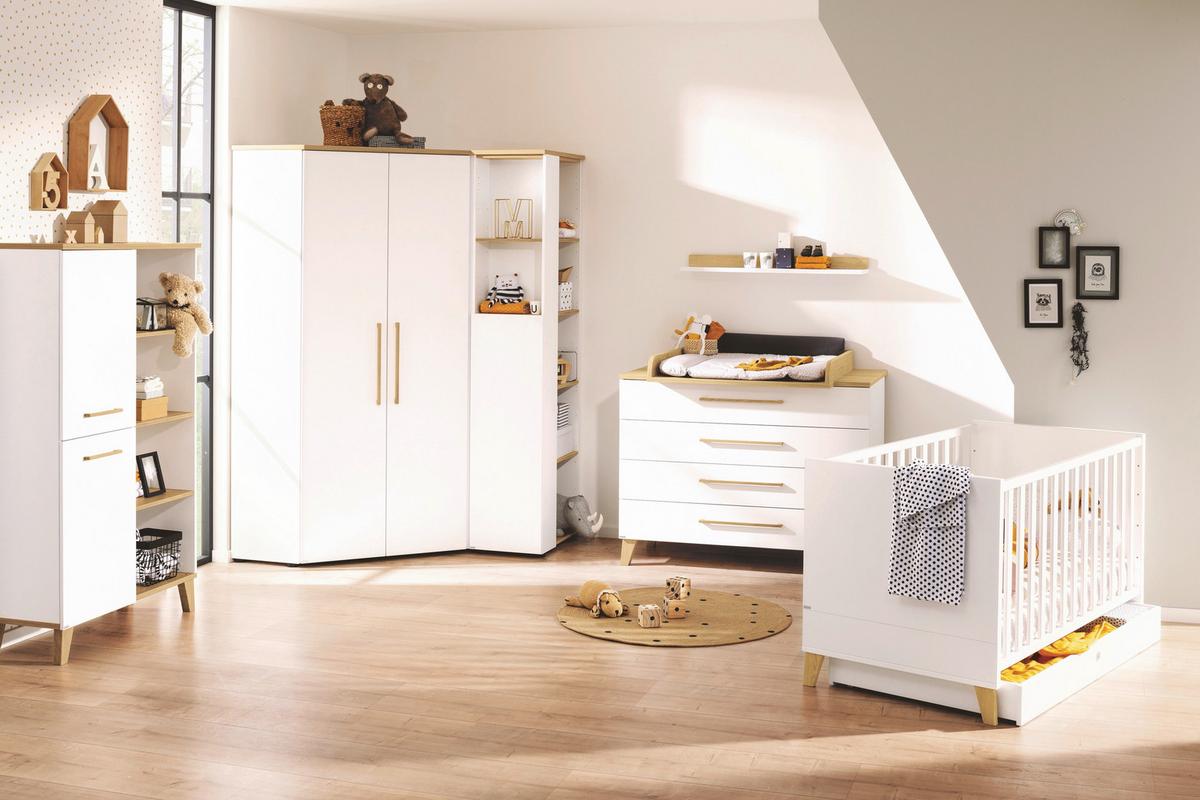 ŁÓŻKO SZCZEBELKOWE 1359004 OSCAR - kolor dębowy/biały, Basics, materiał drewnopochodny (145,4/76,2/83,3cm) - Paidi