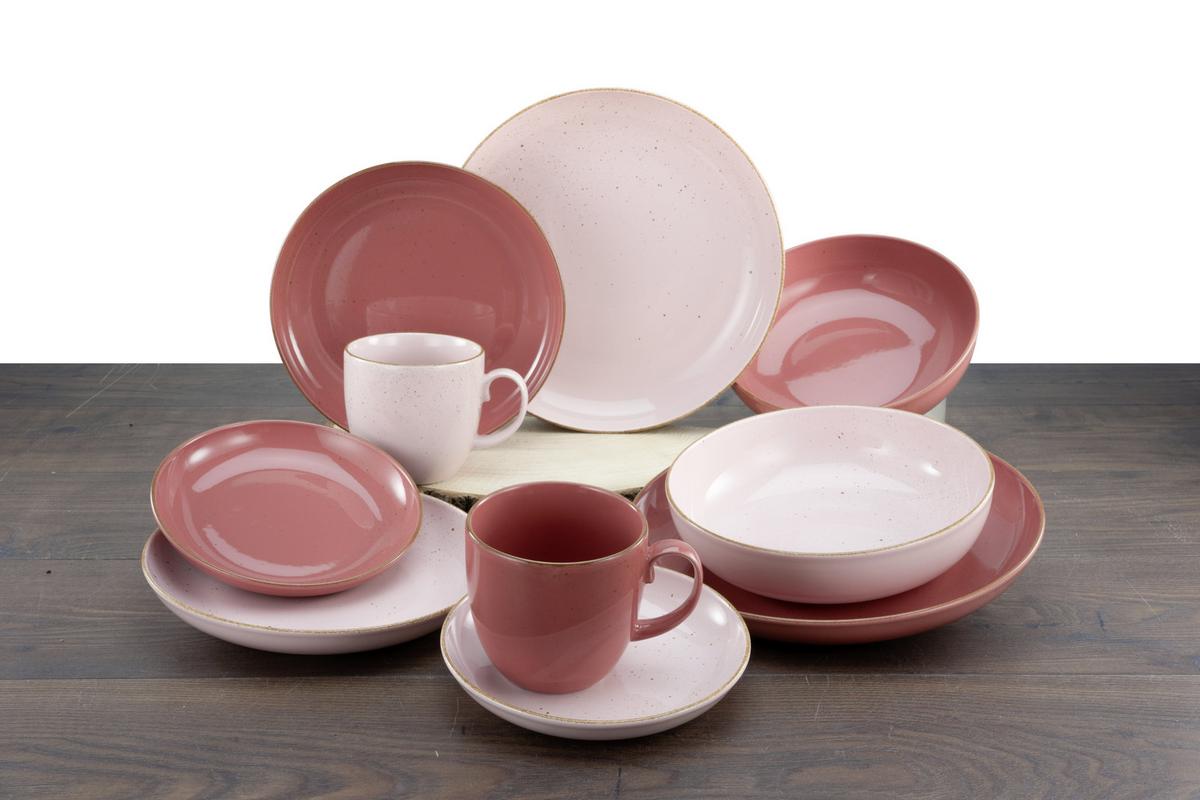 Kombiservice Giardino in Rosa, 10-teilig - Rotbraun/Rosa, KONVENTIONELL, Keramik (37,5/23/30,5cm) - Creatable