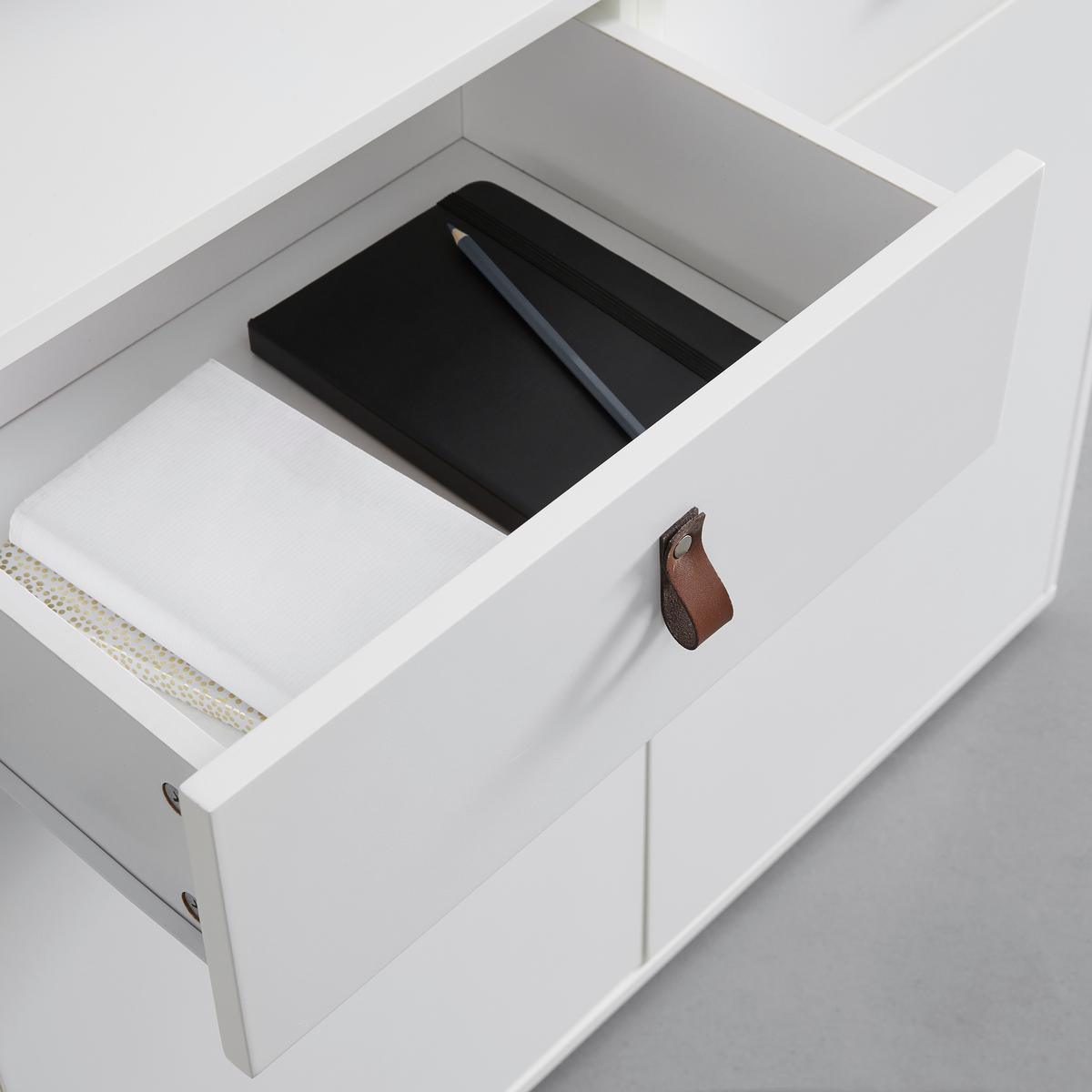 Sideboard Mick Weiß MDF - Schwarz/Braun, MODERN, Kunststoff/Textil (138/80/40cm) - Bessagi Home