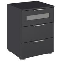 Nachtkästchen Mars 3L-GR Grau/Klar - Klar/Alufarben, KONVENTIONELL, Glas/Holzwerkstoff (47/62/42cm) - Mömax