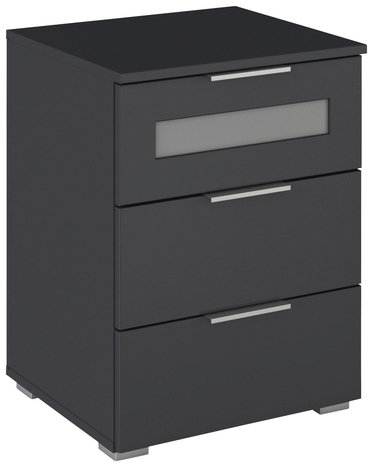 Nachtkästchen Mars 3L-GR Grau/Klar - Klar/Alufarben, KONVENTIONELL, Glas/Holzwerkstoff (47/62/42cm) - Mömax