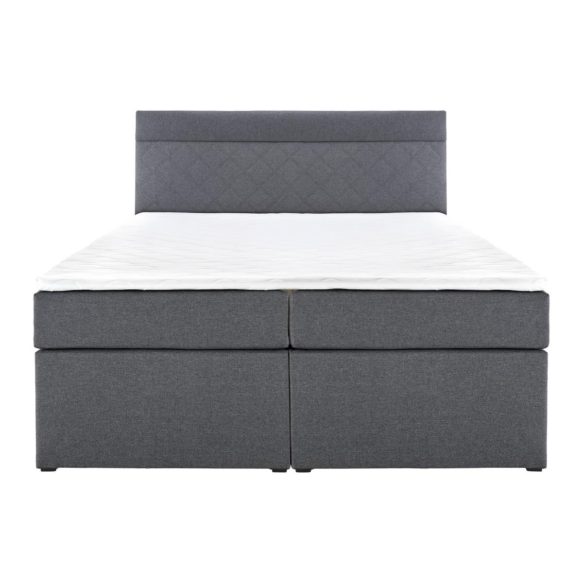 Pat tip boxspring fără arcuri ROSA - gri închis, Modern, lemn/textil (140/200cm) - Bessagi Home