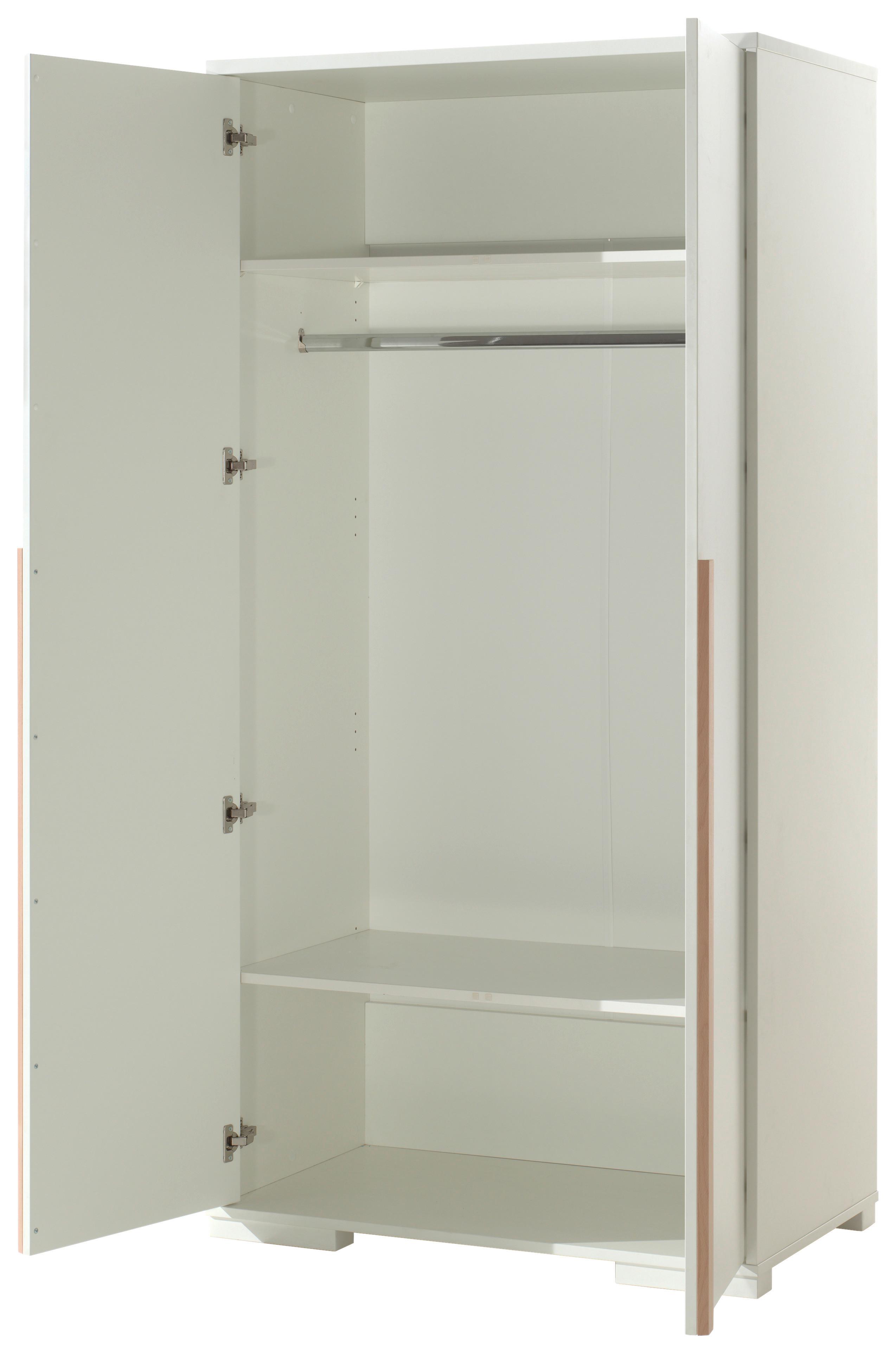 Drehtürenschrank B: 98,5 cm London Weiß - Buchefarben/Weiß, MODERN, Holz/Holzwerkstoff (98,5/195,2/56cm) - MID.YOU