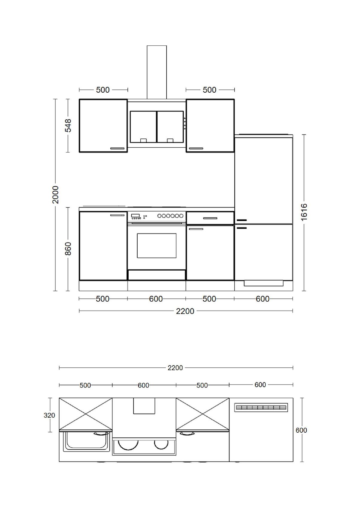 Kuhinjski Blok Z Aparati Nepal, Barva Bukve - barve nerjavečega jekla/kašmir, Moderno, kovina/leseni material (220cm) - FlexWell