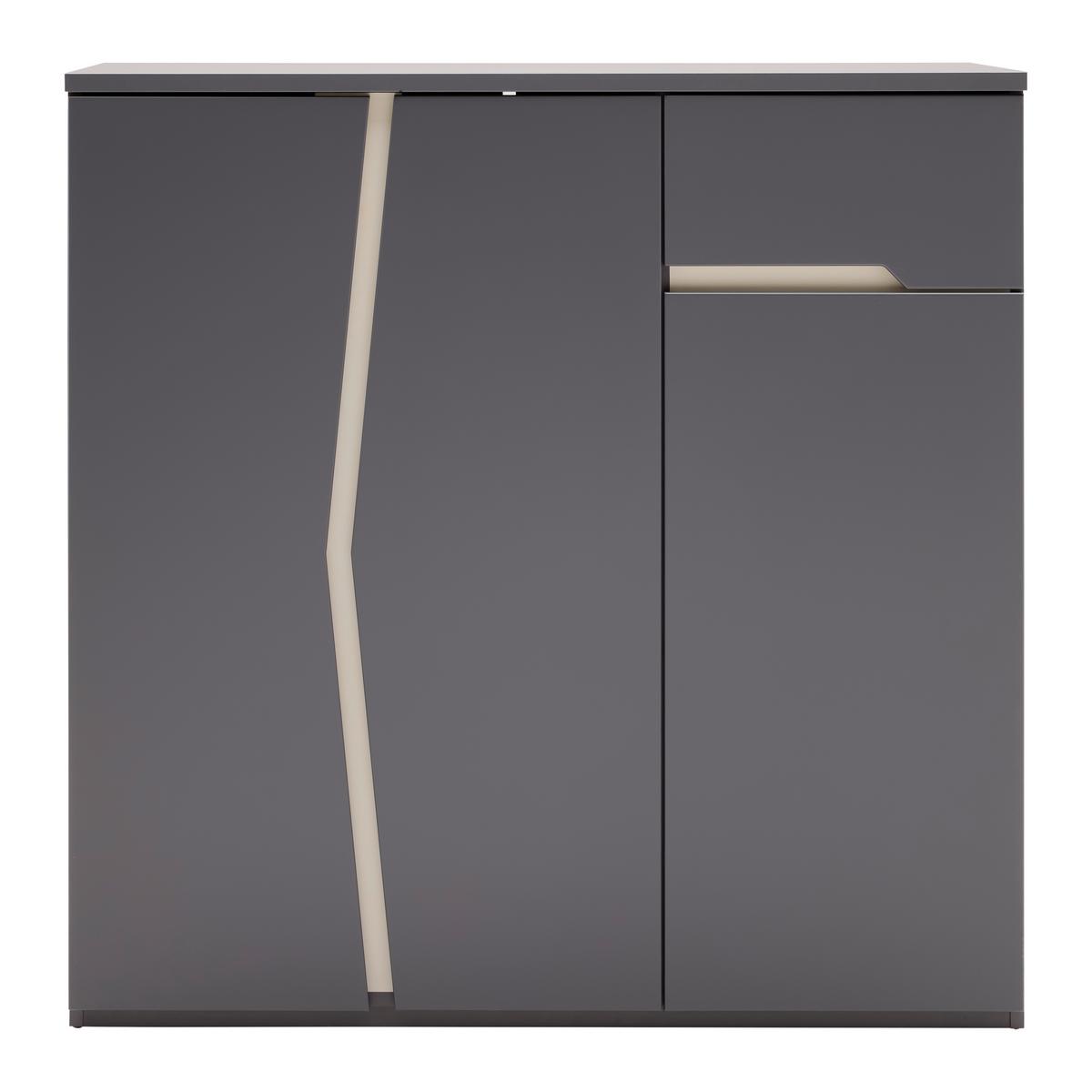 Highboard Manhatten in Grau/Graphitfarben - Graphitfarben/Schwarz, Modern, Holzwerkstoff/Kunststoff (110/110/42cm) - Premium Living