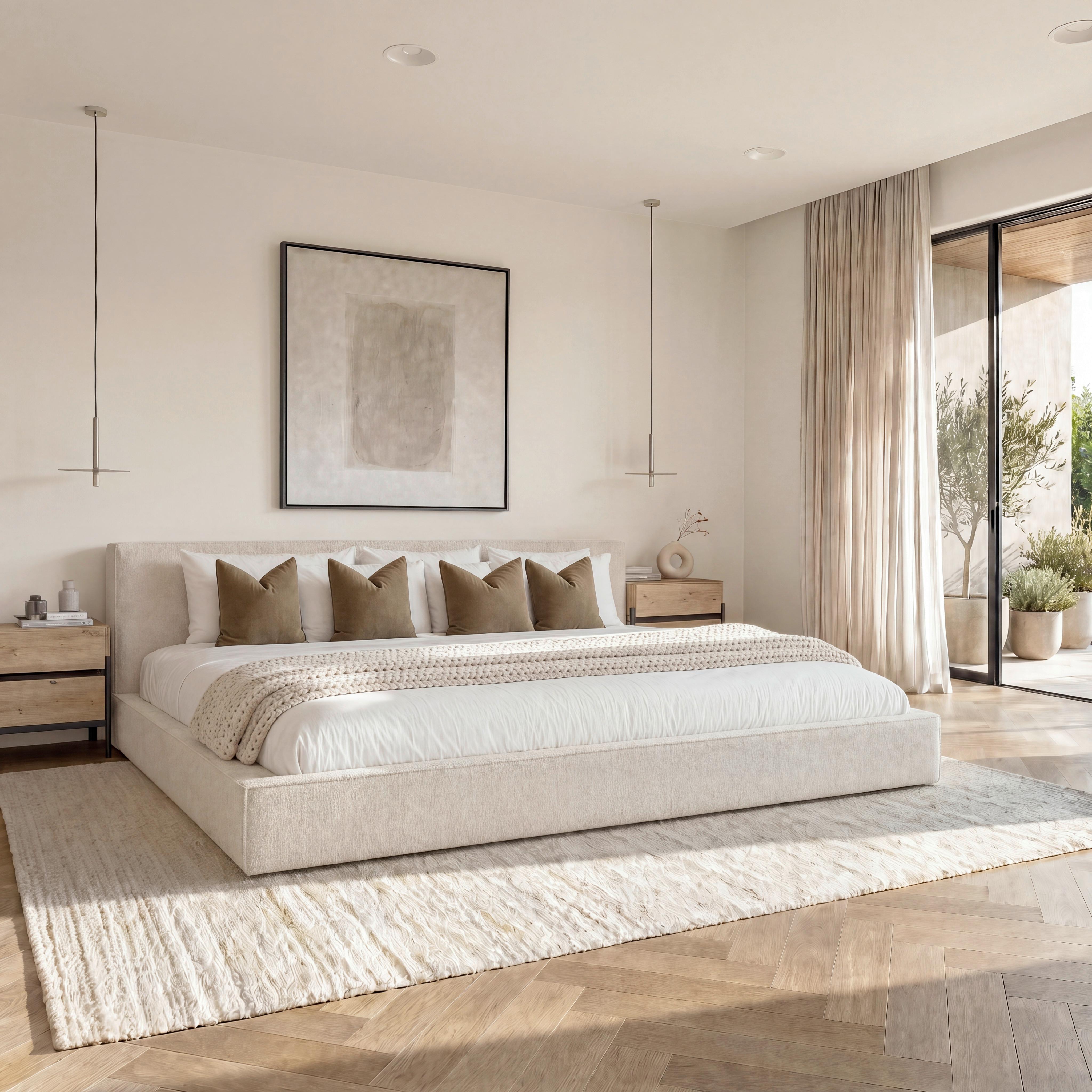 Familienpolsterbett Serena Elfenbein ca. 270x200 cm - Elfenbein/Schwarz, MODERN, Holz/Kunststoff (270/200cm) - Bessagi Home