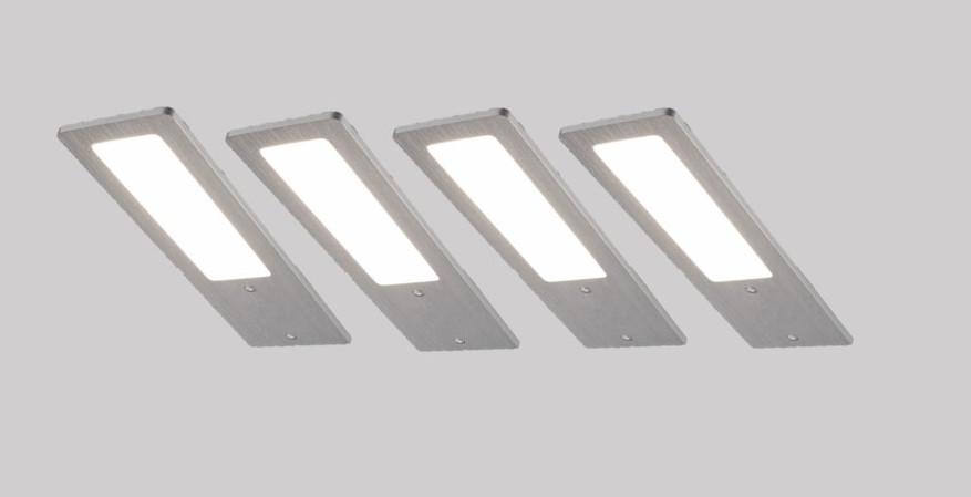 ZESTAW LAMP PODSZAFKOWYCH 6110-4 - kolor aluminiowy, Basics, metal (6/0,5/19cm)