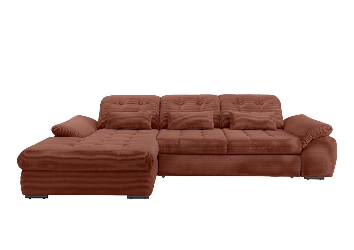 Ecksofa mit Bettkasten Rigatti ca. 184x314 cm Koralle - Koralle/Schwarz, MODERN, Textil/Metall (184/314cm) - Livetastic