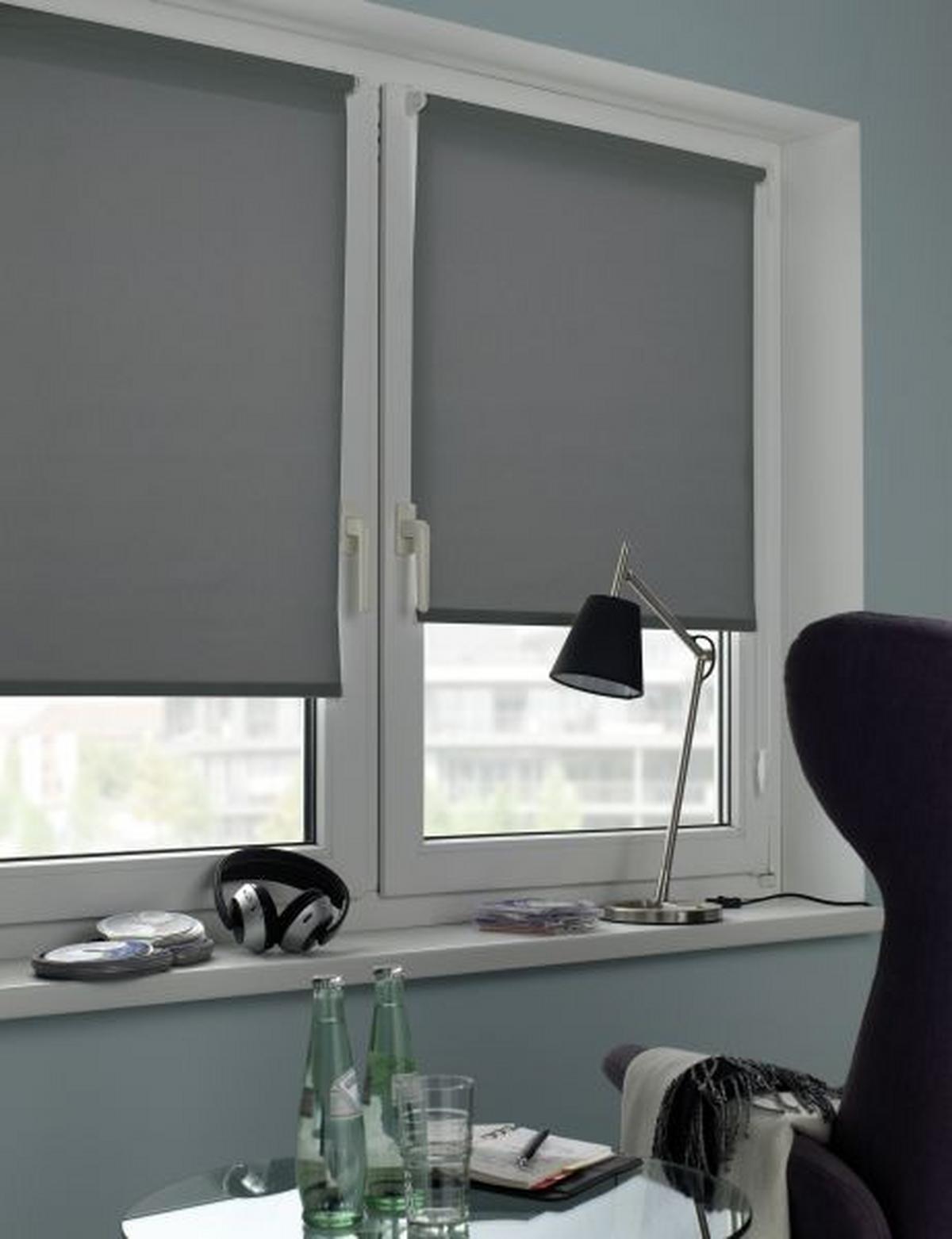 Klemmrollo Thermo ca. 90x210cm - Schieferfarben, Textil (90/210cm) - Premium Living