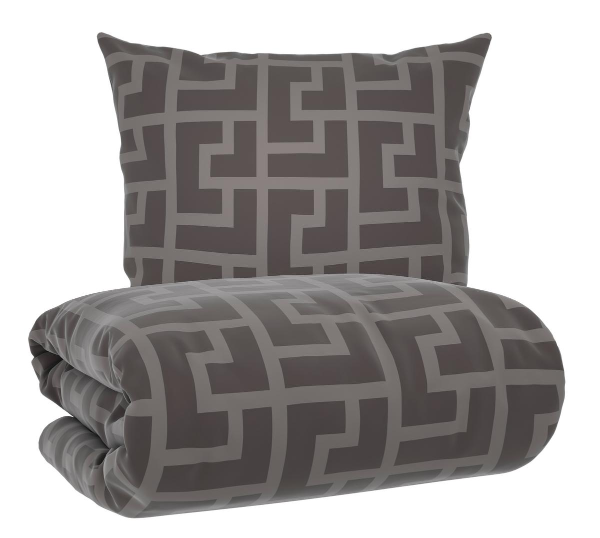 Bettwäsche Mäander Graubraun ca. 135x200cm - Graubraun, ROMANTIK / LANDHAUS, Textil (135/200cm) - Mömax