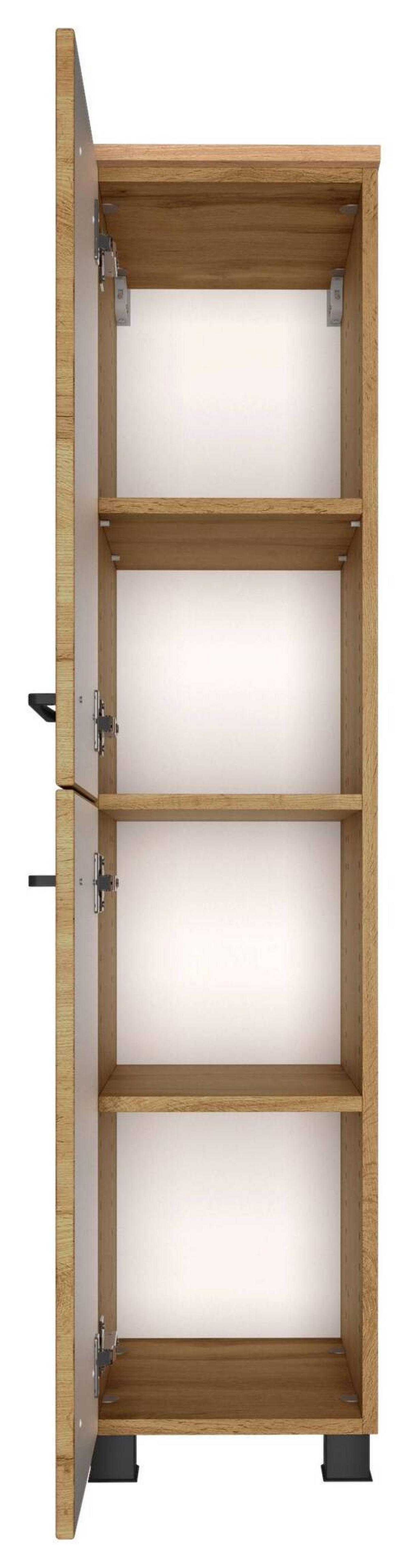 MIDISCHRANK MANCHESTER - Eichefarben/Schwarz, MODERN, Holzwerkstoff/Metall (30/130/35cm) - Held