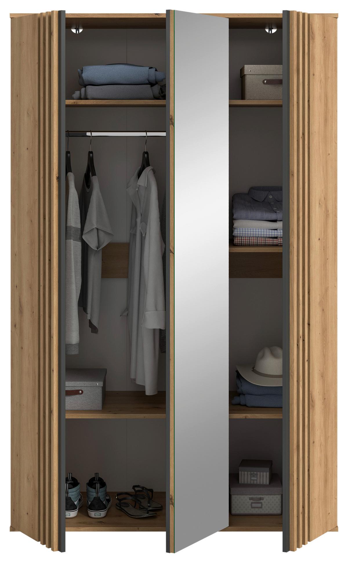 Drehtürenschrank TOFTA Eiche Artisan, Anthrazit - Anthrazit/Eiche Artisan, ROMANTIK / LANDHAUS, Holzwerkstoff (120/192/56cm) - Livetastic