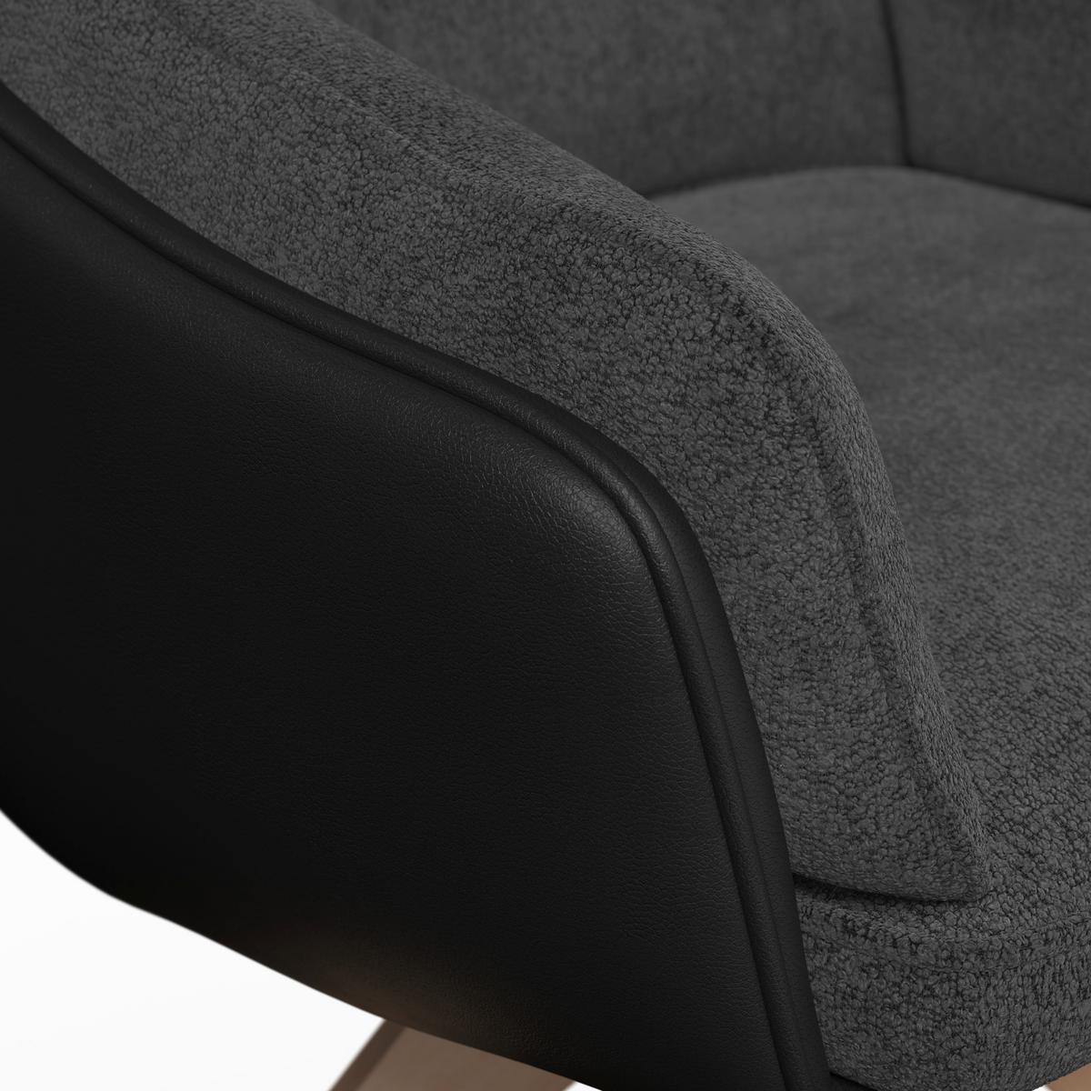 Armlehnstuhl Alja Dunkelgrau Bouclé/Mikrofaser Drehbar - Dunkelgrau/Buchefarben, MODERN, Holz/Textil (66/89/62cm) - Bessagi Home