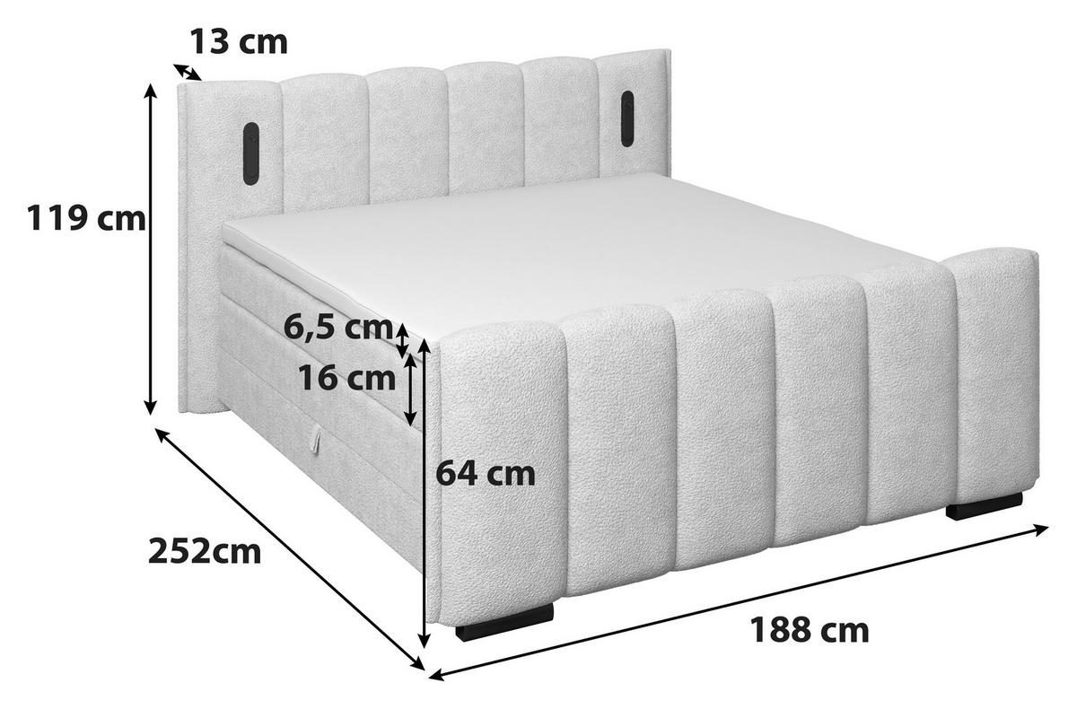 Boxspring Krevet Elysia - bež/crna, Trend, drvni materijal/drvo (160/220cm) - Premium Living