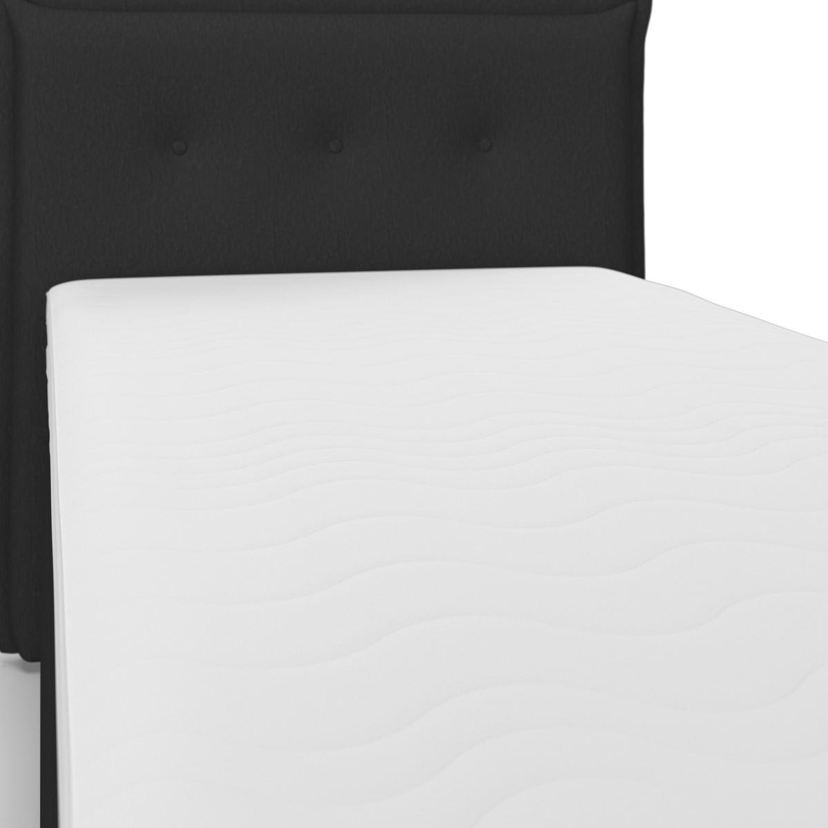 Boxbett Polo ca. 90x200 cm Dunkelgrau mit Topper - Dunkelgrau/Schwarz, Modern, Holz/Kunststoff (90/200cm) - Bessagi Home