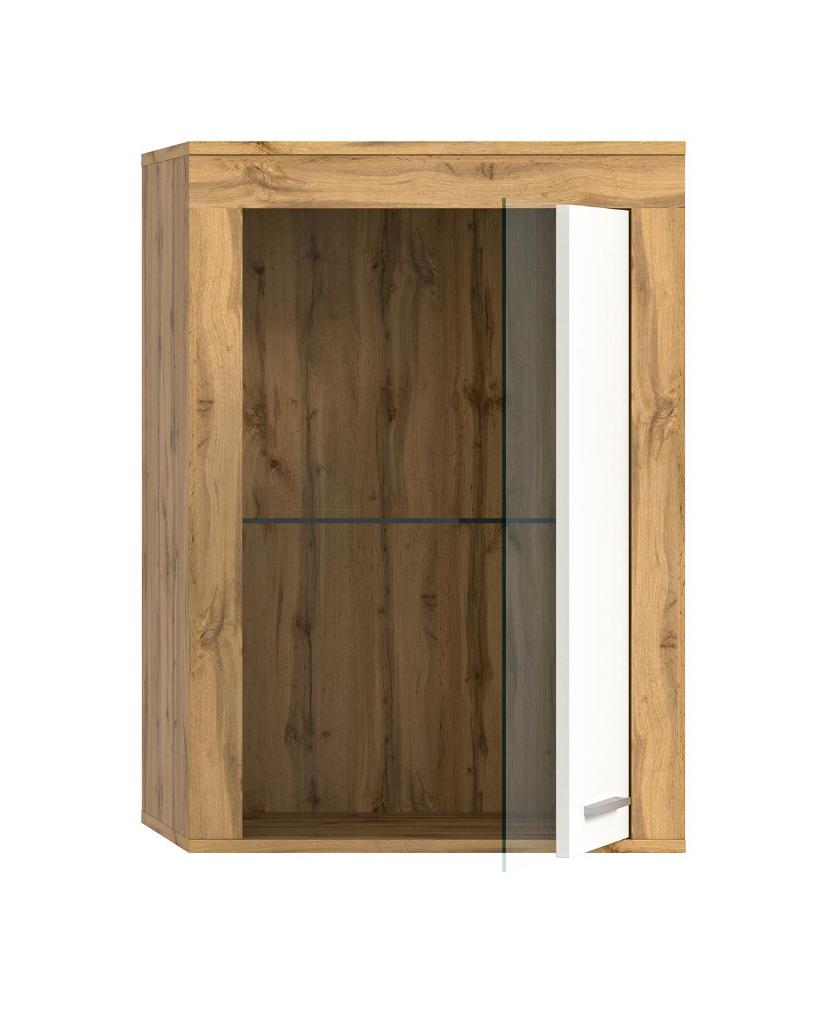 Vitrina Jam - bijela/srebrne boje, Design, staklo/drvni materijal (86/60/35cm) - Modern Living