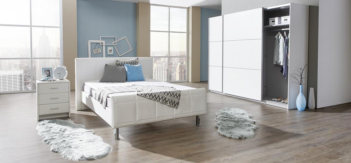 Omara Z Drsnimi Vrati Lausanne, Bela - bela/barve aluminija, Design, kovina/leseni material (270/210/61cm) - Carryhome