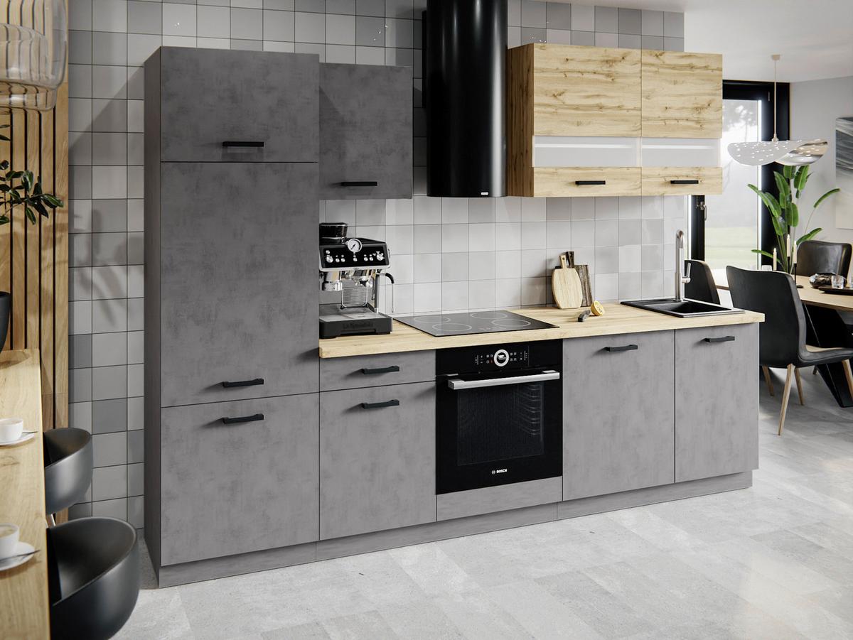 Kuhinjski Blok Brez Aparatov Viola, 280cm - hrast wotan/črna, Basics, umetna masa/steklo (280/214/60cm) - P & B