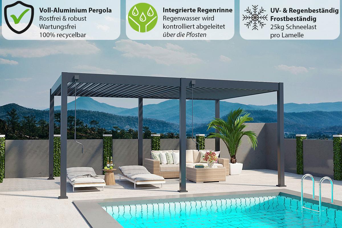 PERGOLA DELUXE 3X6M ANTHRAZIT - Anthrazit, Basics, Metall (600/255/300cm) - Gardenson