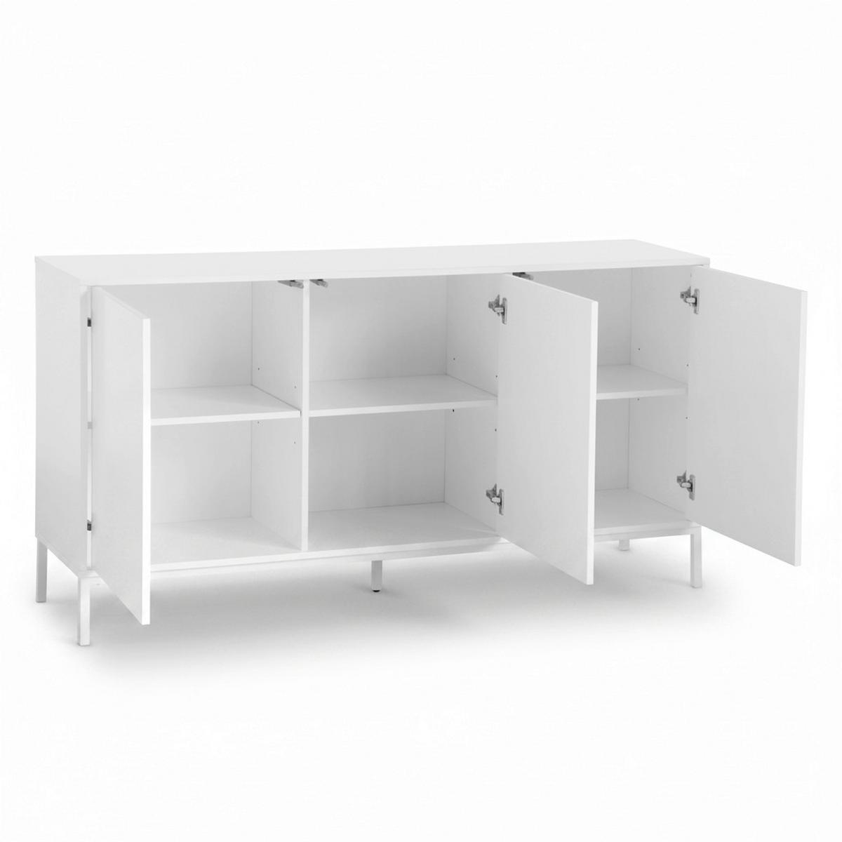 Sideboard Amber Weiß MDF/Eisen - Weiß, MODERN, Holzwerkstoff/Metall (150/80/40cm) - Bessagi Home