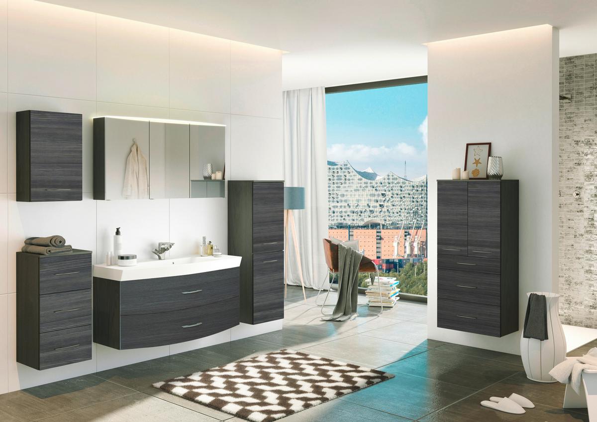 Midischrank Florida in Silbereichenfarben - Chromfarben/Graphitfarben, MODERN, Holzwerkstoff/Metall (60/130/35cm)
