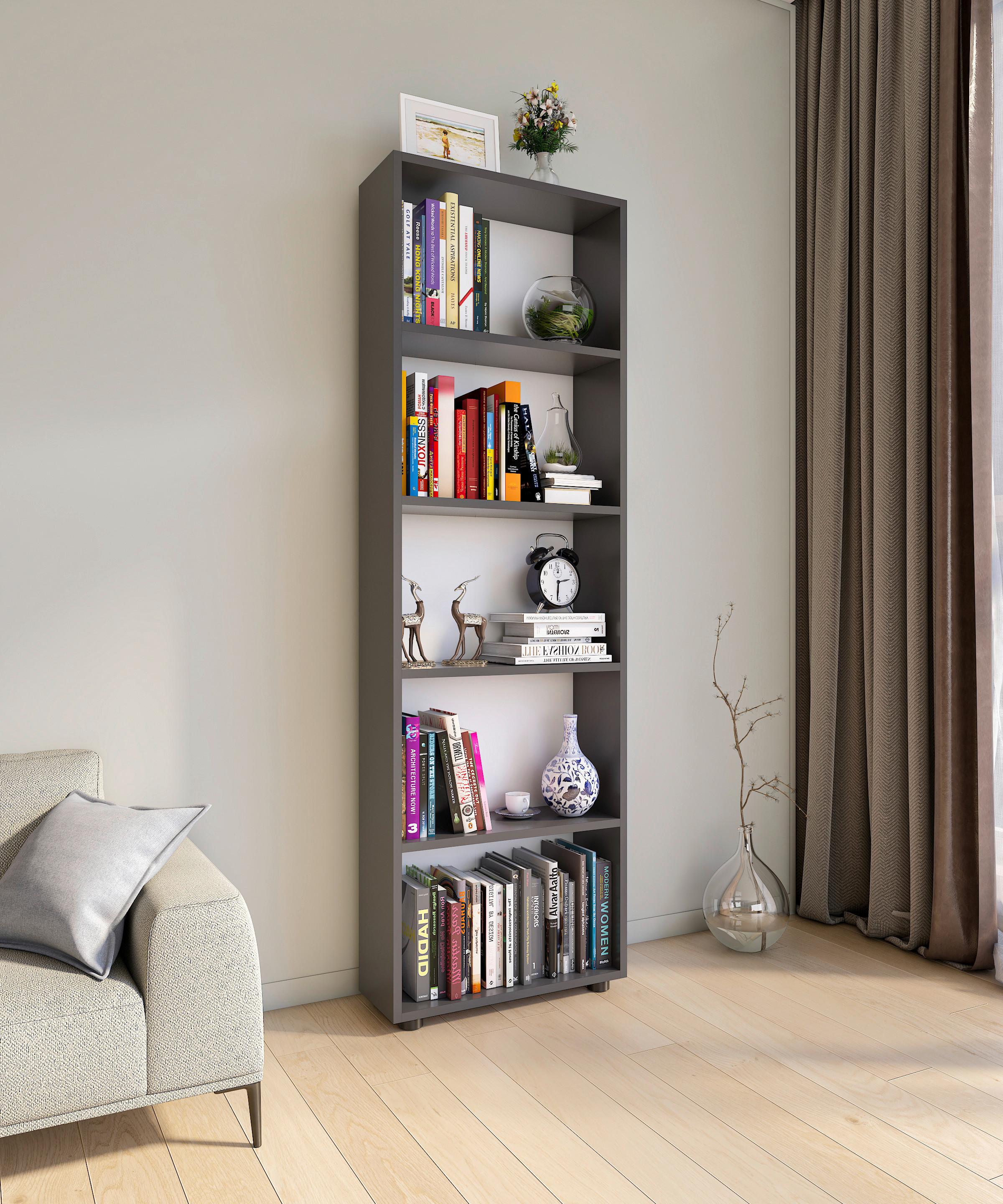 REGAL BULAS - Anthrazit/Schwarz, Basics, Holzwerkstoff/Kunststoff (56/169/20cm) - MID.YOU