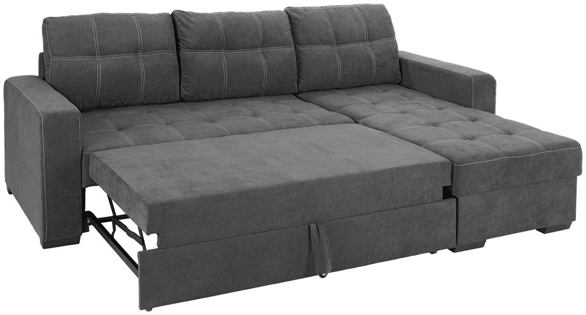 Sedežna Garnitura Mediolan, Z Ležiščem - temno siva/črna, Design, umetna masa/tekstil (240/160cm) - Mömax