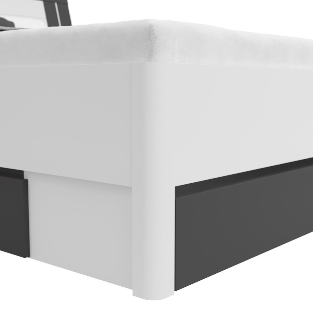 Stauraumbett in Weiss/Graphitfarben - Weiss/Graphitfarben, Konventionell, Holzwerkstoff (160/200cm) - Mömax