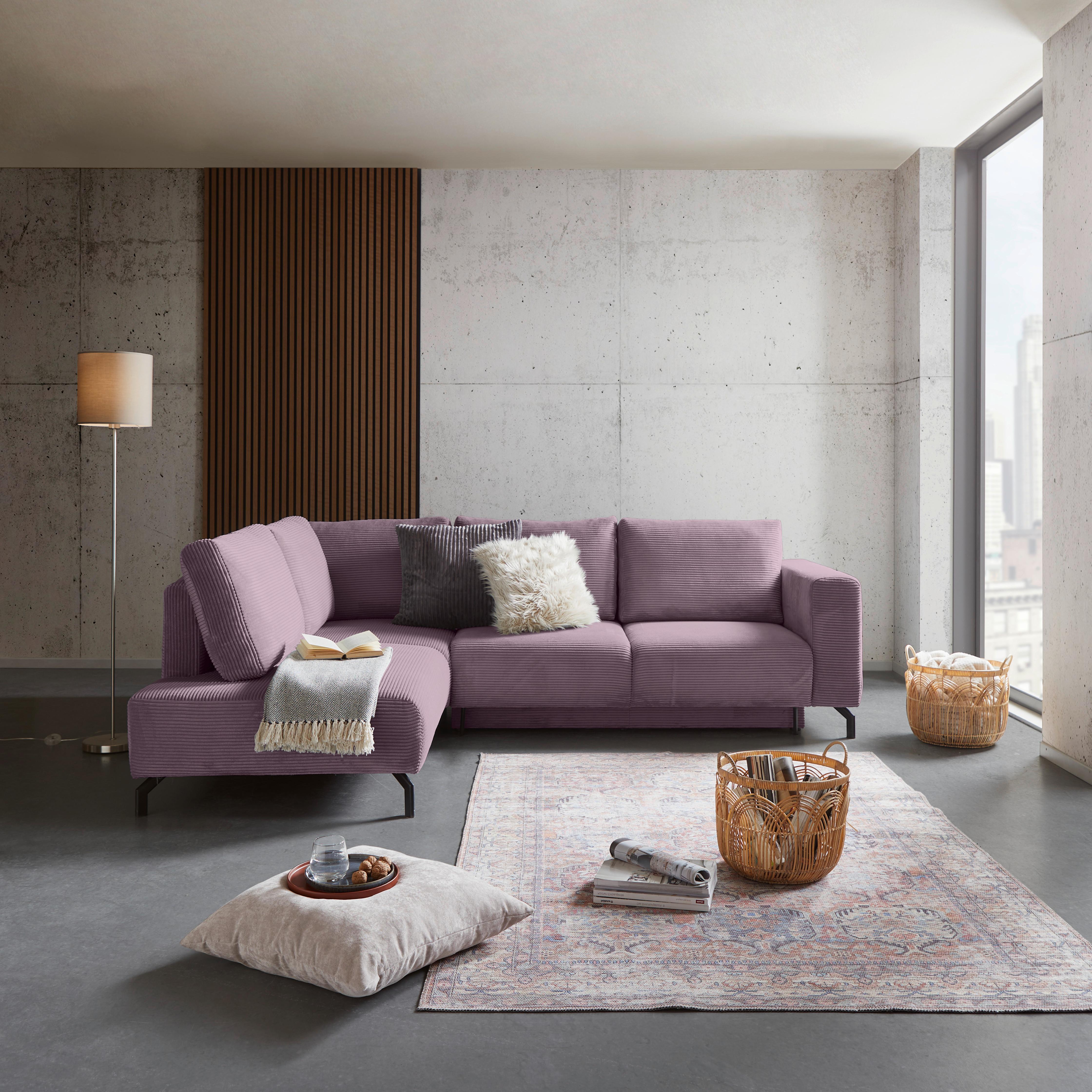 Kutna Garnitura Veni - ljubičasta/crna, Moderno, tekstil (210/272cm) - Modern Living