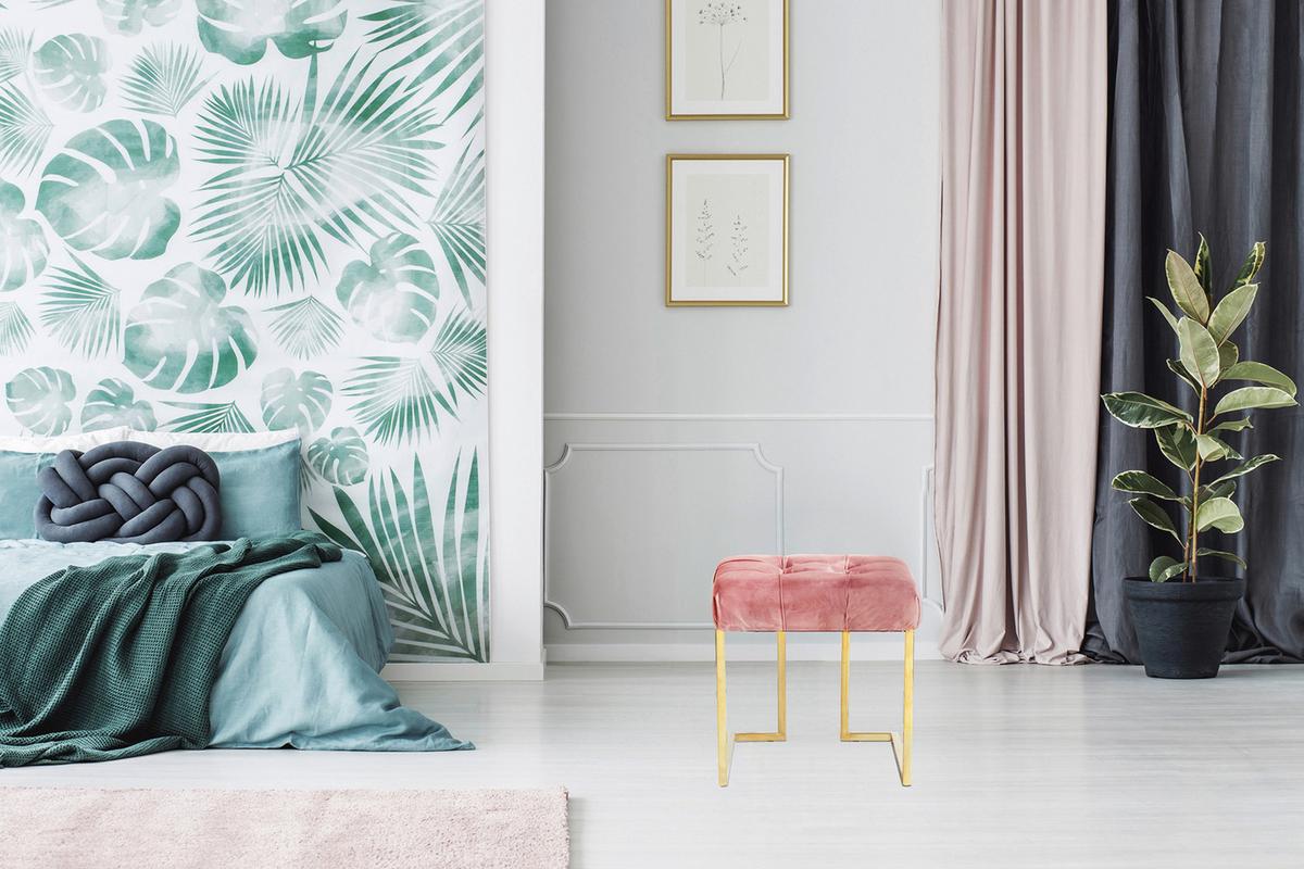 Hocker Parity Altrosa Samt - Altrosa, Design, Textil/Metall (48/48/48cm) - Kayoom