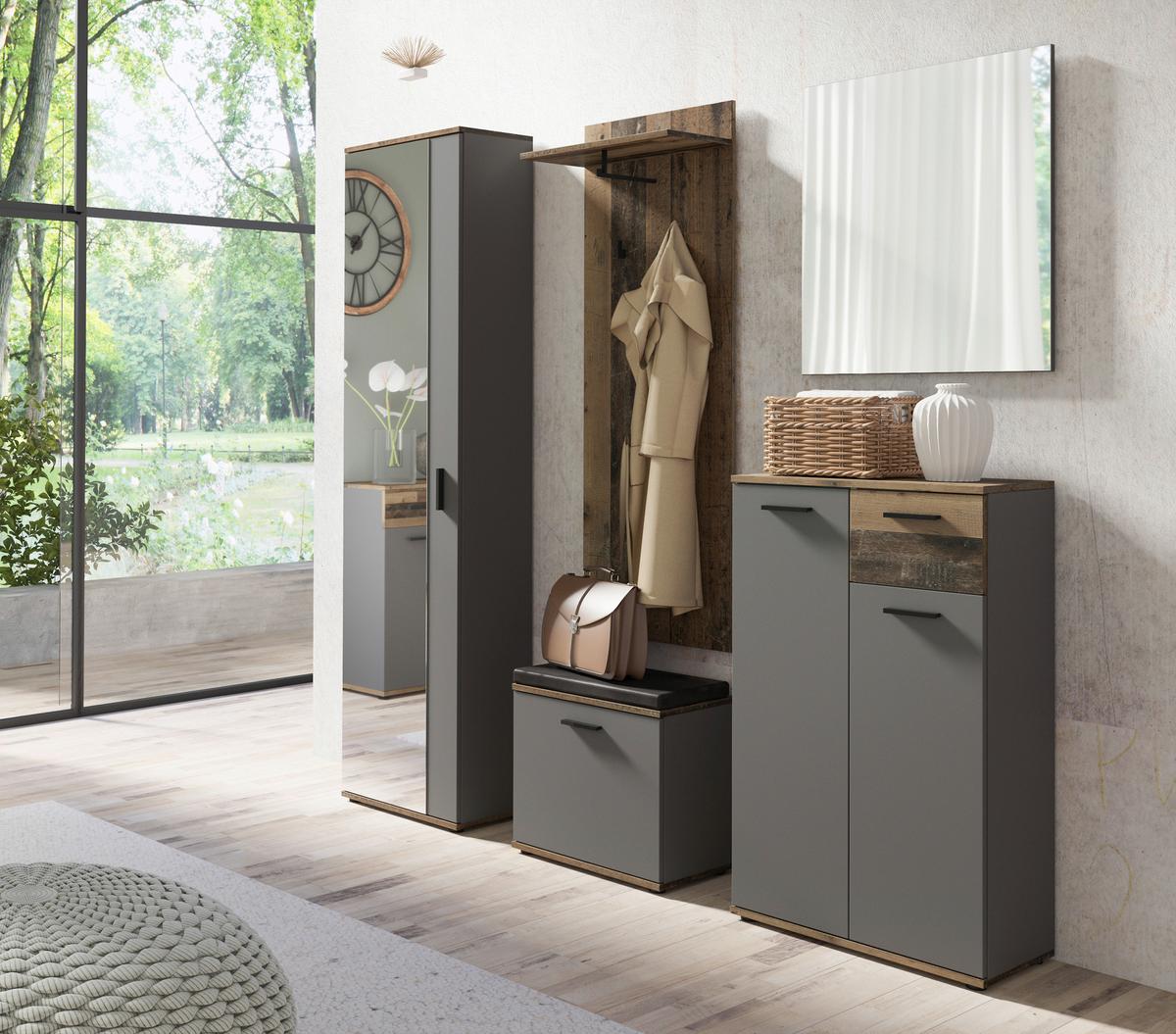 Garderobenschrank Jakob Alteiche/Anthrazit - Alteiche/Anthrazit, MODERN, Holzwerkstoff/Kunststoff (49/196/30cm) - MID.YOU