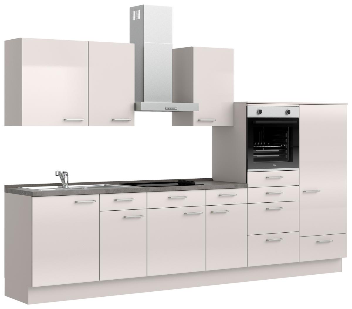 Küchenblock Flash Low m. Geräten Hellgrau - Schieferfarben/Edelstahlfarben, MODERN, Holzwerkstoff/Metall (330cm) - Nobilia
