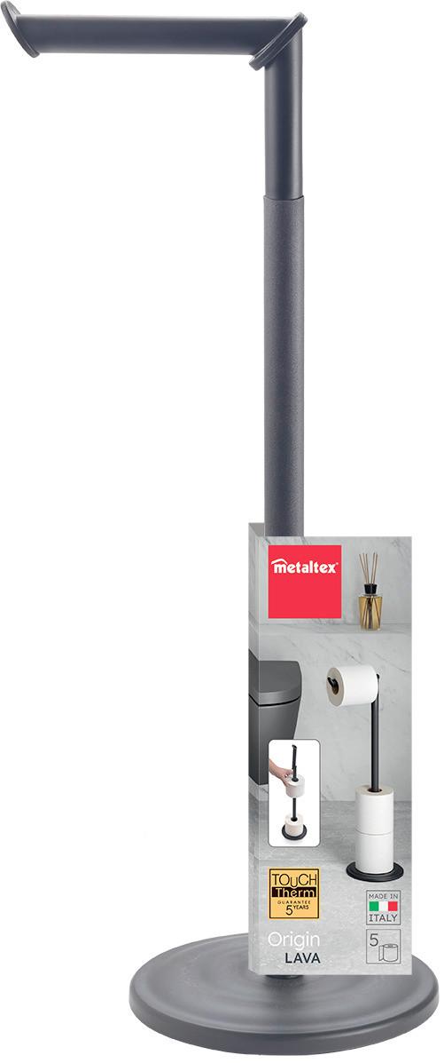 Wc-papír Tartó Adagolóval Lava - fekete, fém (16/56cm) - Metaltex
