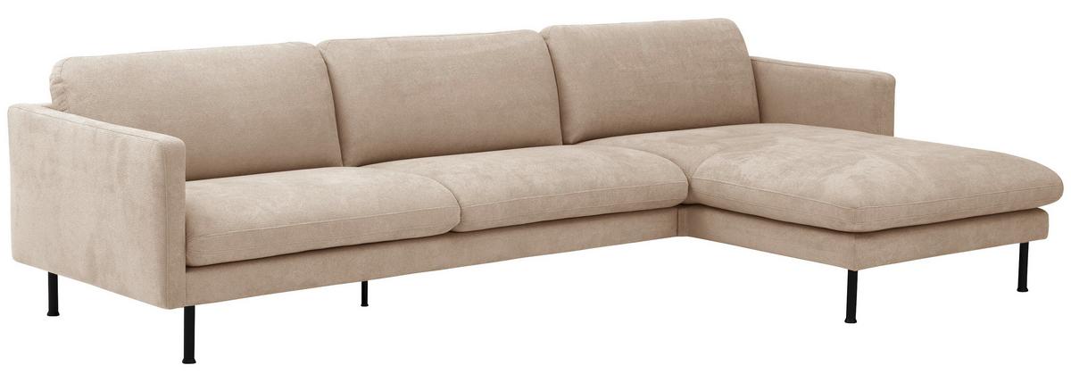 Ecksofa Nathan in Beige Flachgewebew. - Beige/Schwarz, MODERN, Textil/Metall (286/160cm) - Max Winzer
