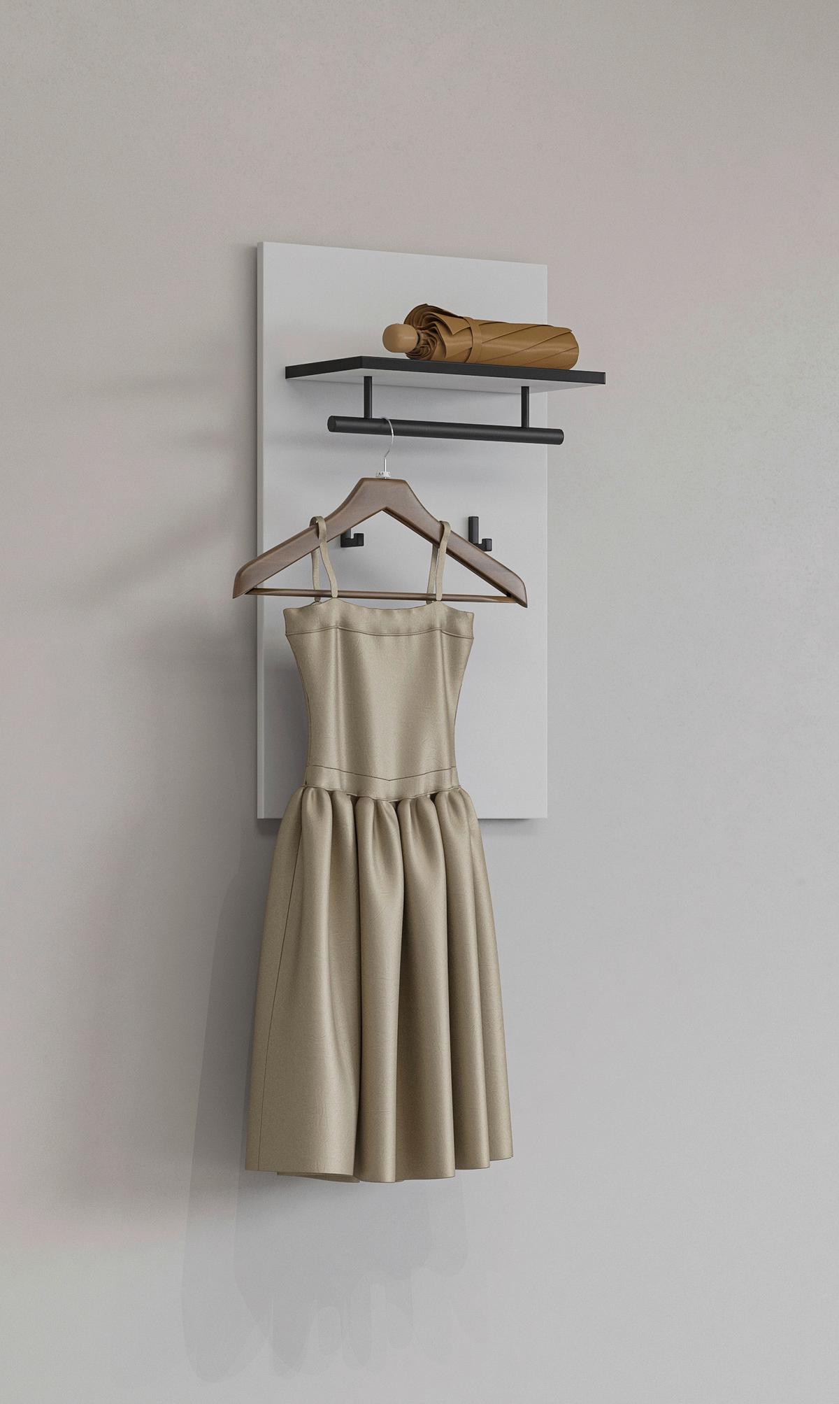 Előszobapanel Cross - fekete/fehér, Modern, faalapú anyag (40/70/20cm)