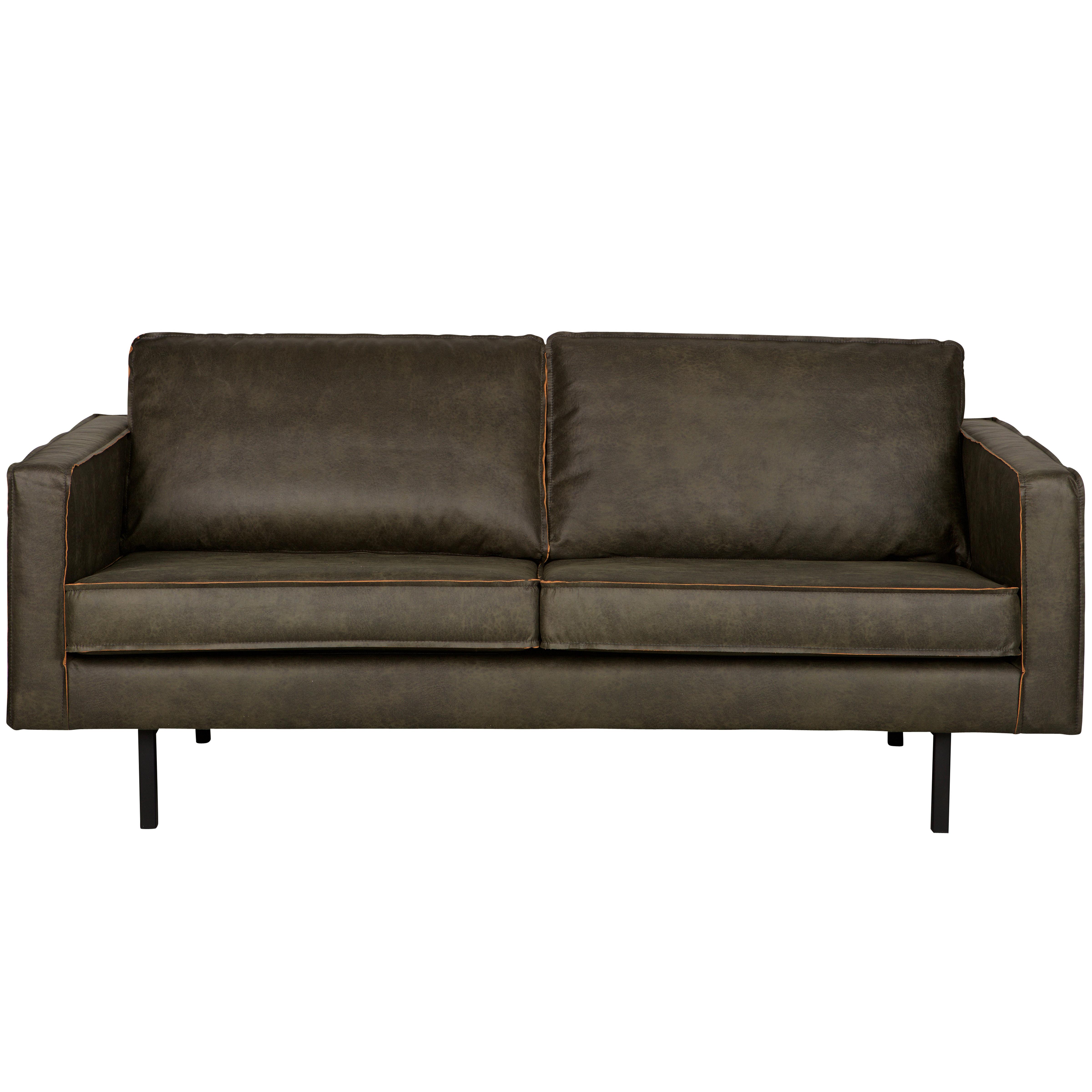 2,5- Sitzer Sofa Rodeo Grün B: 190cm - Schwarz/Grün, Design, Leder/Metall (190/85/86cm) - Livetastic